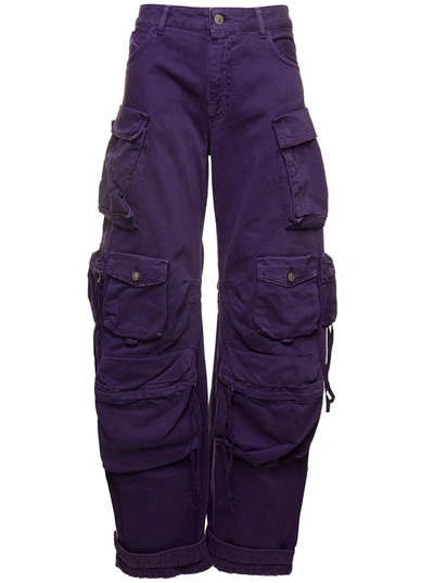 Shop Attico 'fern' Violet Multi-pockets Parachute Pants In Cotton Woman