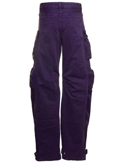 Shop Attico 'fern' Violet Multi-pockets Parachute Pants In Cotton Woman