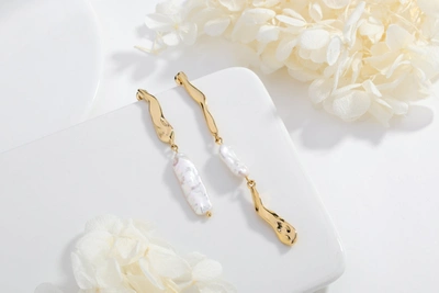 Classicharms Asymmetrical Molten Baroque Pearl Earrings In Silver