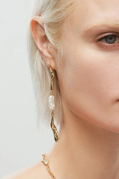 Classicharms Asymmetrical Molten Baroque Pearl Earrings In Silver