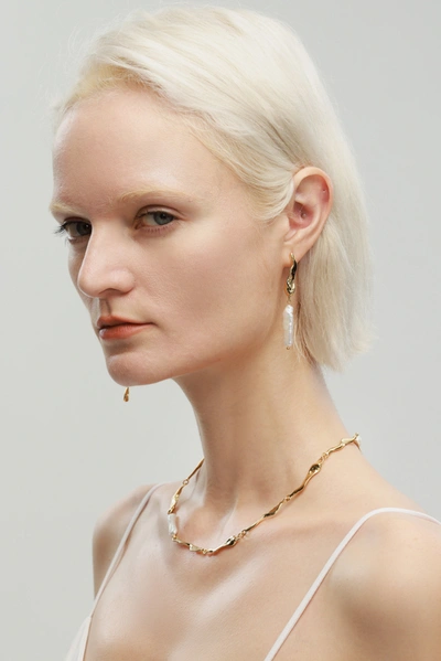 Shop Classicharms Asymmetrical Molten Baroque Pearl Earrings In Silver