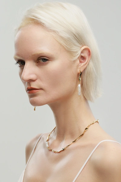 Classicharms Asymmetrical Molten Baroque Pearl Earrings In Silver