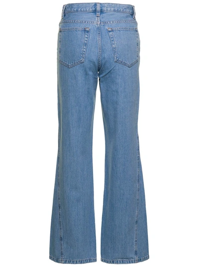 Shop Apc 'elle' Light Blue Five-pocket Flare Jeans In Cotton Denim Woman