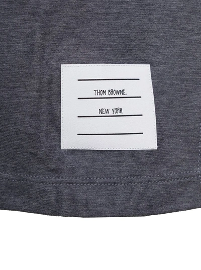 Shop Thom Browne Grey Polo Shirt With Peter-pan Collar And Logo Patch In Cotton Woman