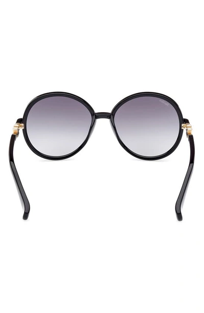 Shop Max Mara 58mm Gradient Round Sunglasses In Shiny Black / Gradient Smoke