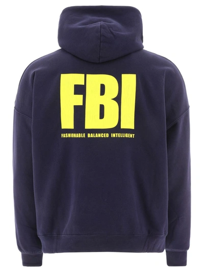 Shop Balenciaga "fbi & Year Of The Tiger" Reversible Hoodie In Blue