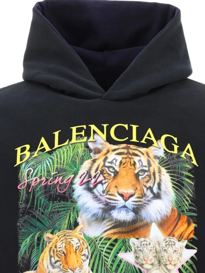 Shop Balenciaga "fbi & Year Of The Tiger" Reversible Hoodie In Blue