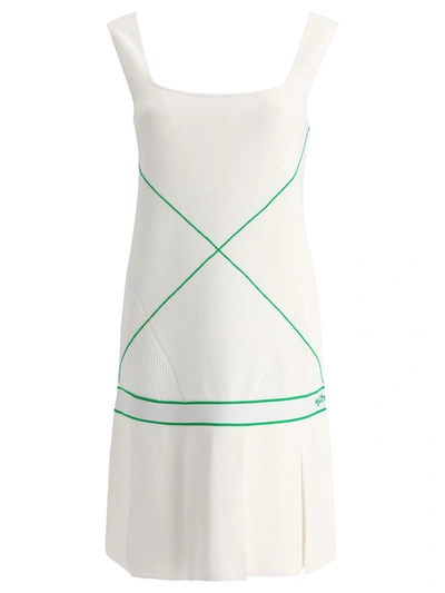 Shop Bottega Veneta Dress With Pleated Skirt In White