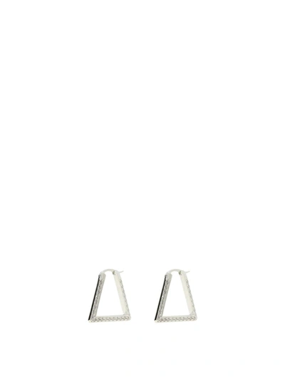 Shop Bottega Veneta "triangle" Earrings In Silver