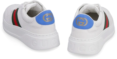 Shop Gucci Leather Low-top Sneakers In White