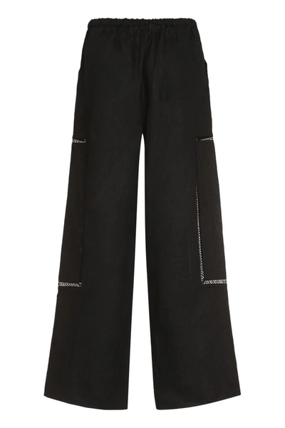 Shop Staud Mackenzie Linen Trousers In Black