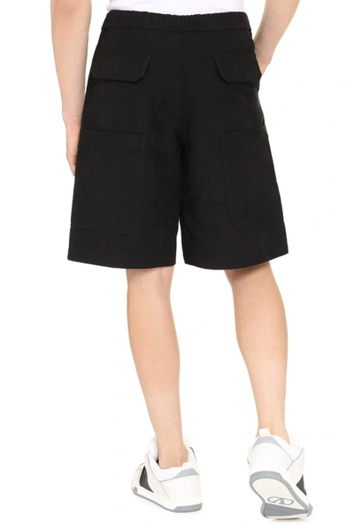 Shop Valentino Cotton Cargo Bermuda Shorts In Black