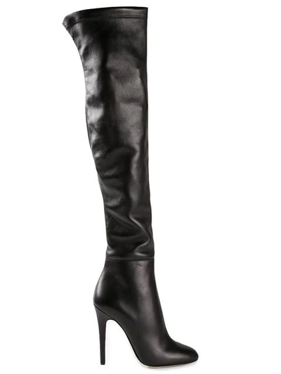 Jimmy Choo 120mm Turner Stretch Leather Boots, Black