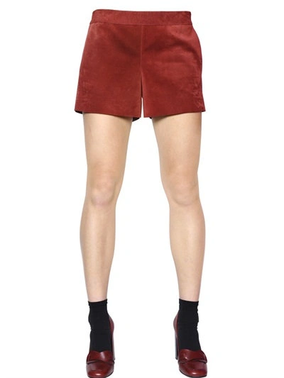 Shop Tory Burch Suede Shorts, Red