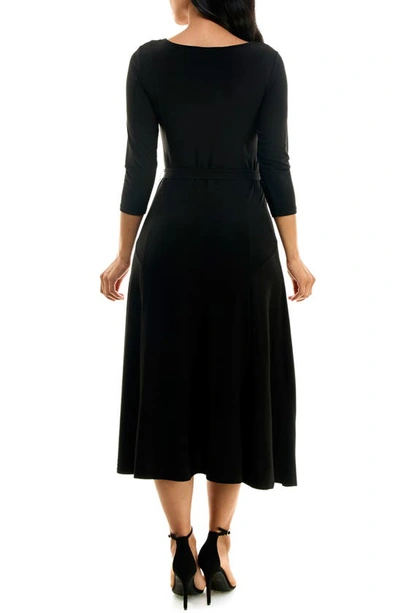 Shop Nina Leonard Sylvia Midi Dress In Black