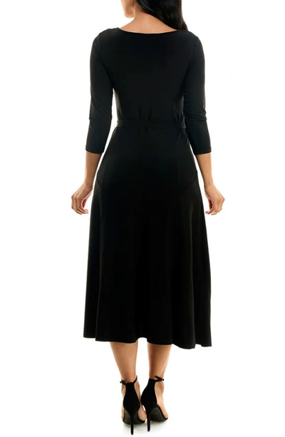 Nina Leonard Sylvia Midi Dress In Black