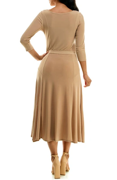 Nina Leonard Sylvia Midi Dress In Tan