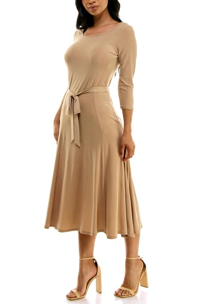 Nina Leonard Sylvia Midi Dress In Tan