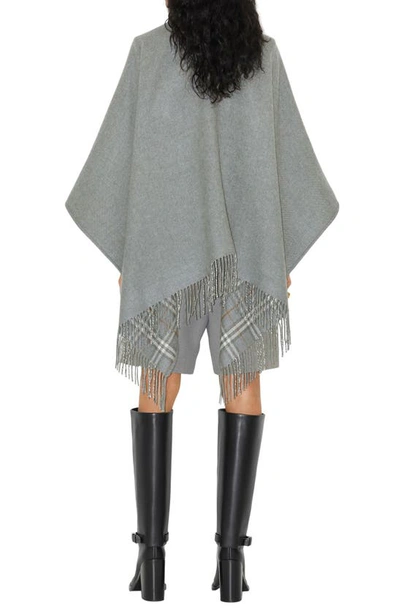 Burberry Check Wool Reversible Cape In Grey