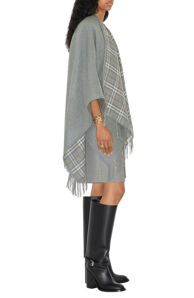 Burberry Check Wool Reversible Cape In Grey