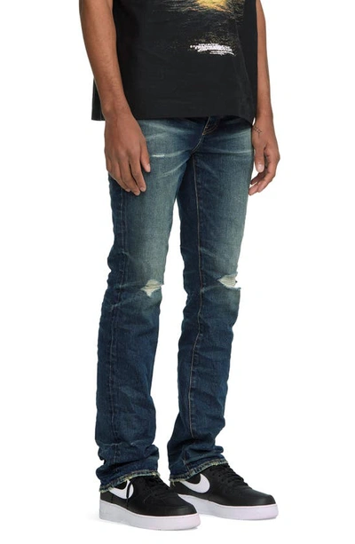 Shop Purple Brand Ripped Stretch Bootcut Jeans In Dark Indigo