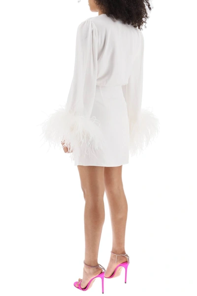 Shop Art Dealer 'iris' Mini Wrap Dress With Feathers On Sleeves