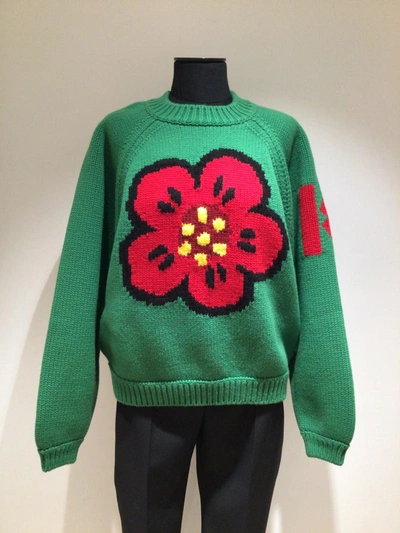 Shop Kenzo Crew-neck Wool Sweater In Green