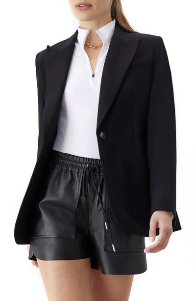 Shop Gstq Luxe One-button Blazer In Black Beauty