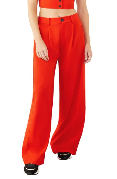 Shop Gstq Luxe Wide Leg Trousers In Neon Rouge
