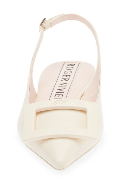 Shop Roger Vivier Gommettine Pointed Toe Slingback Flat In Off White