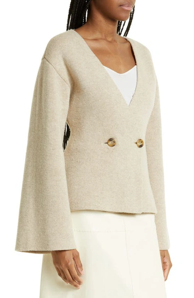 Shop By Malene Birger Tinley Double Breasted Cardigan In Twill Beige