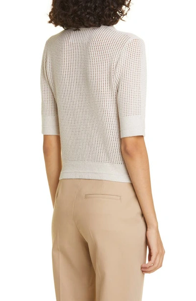 Maria Mcmanus Organic Cotton & Recycled Cashmere Mesh Knit Polo Cardigan In Crema