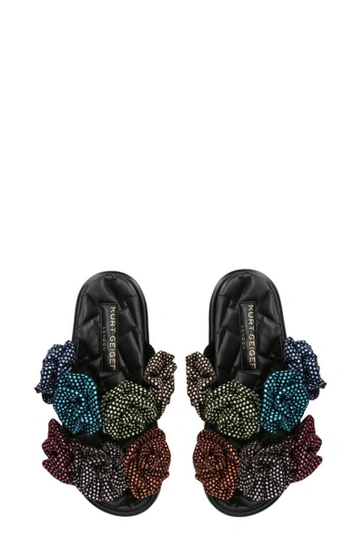 Shop Kurt Geiger Orson Bloom Crystal Slide Sandal In Charcoal