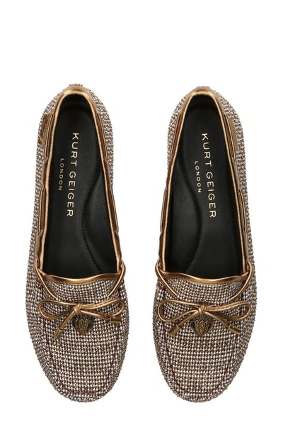 Kurt Geiger Houndstooth Eagle-head Moccasins In Dark Beige