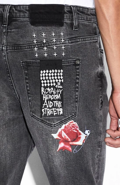 Shop Ksubi Wolfgang Rose Garden Ripped Slim Tapered Jeans In Black