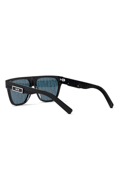 Shop Dior 'b23 S3i 53mm Square Sunglasses In Shiny Black / Blue Mirror