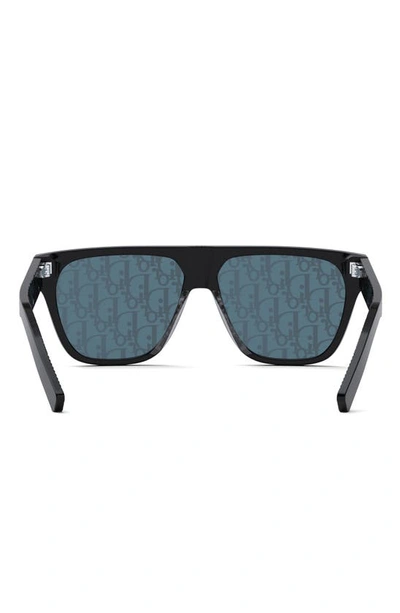 Shop Dior 'b23 S3i 53mm Square Sunglasses In Shiny Black / Blue Mirror