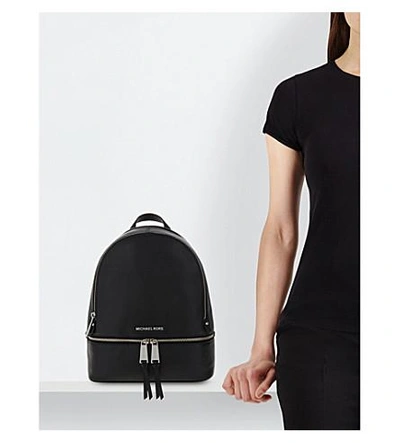 Shop Michael Michael Kors Michael Kors Black Rhea Leather Backpack
