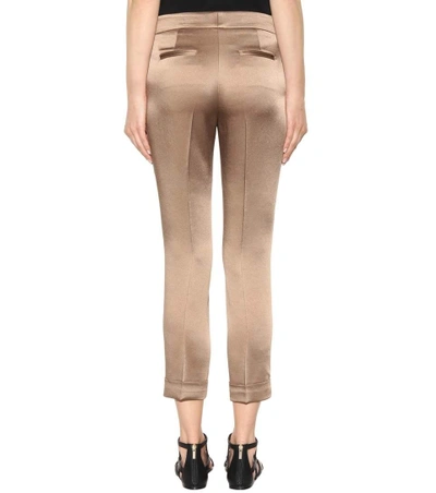 Shop Etro Cropped Satin Trousers