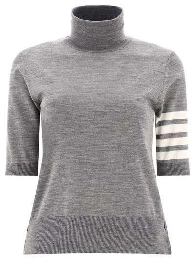 Shop Thom Browne "4-bar" Turtleneck Sweater In Grey