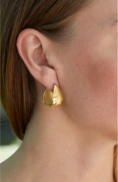 Savvy Cie Jewels Sterling Silver Bold Huggie Hoop Earrings In Yellow