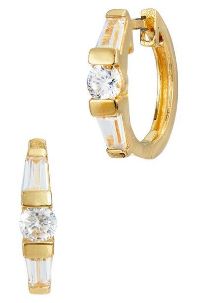 Shop Savvy Cie Jewels 18k Yellow Gold Plated Sterling Silver Cz Hoop Earrings