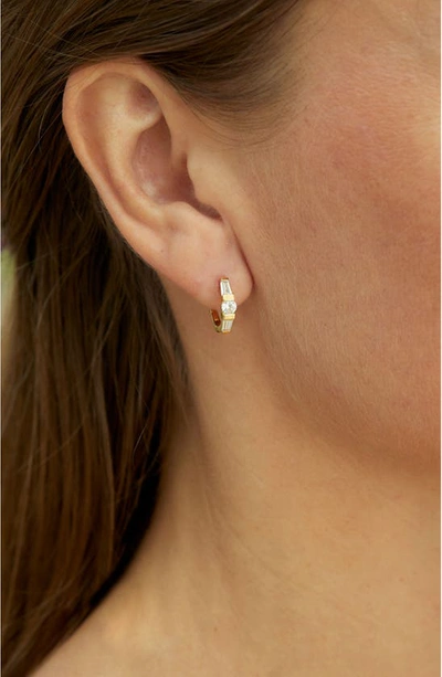Savvy Cie Jewels 18k Yellow Gold Plated Sterling Silver Cz Hoop Earrings In Yellow