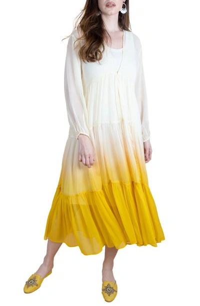 Saachi Ombré Cover-up Dress In Ivory/ Yellow
