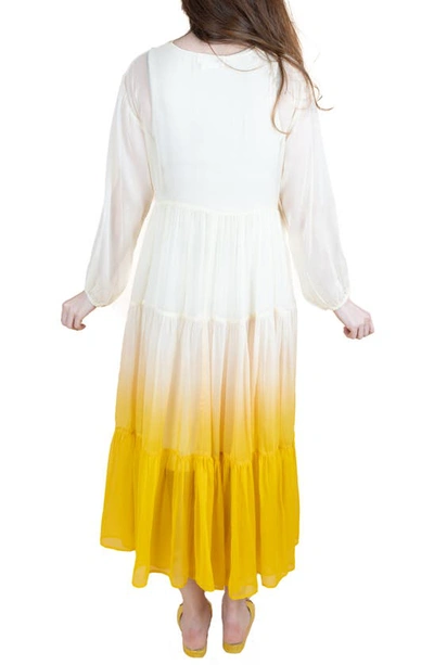 Saachi Ombré Cover-up Dress In Ivory/ Yellow