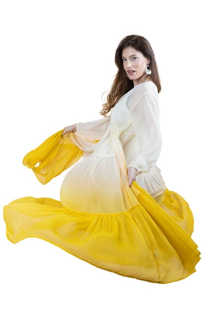 Saachi Ombré Cover-up Dress In Ivory/ Yellow