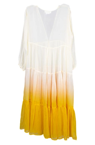 Saachi Ombré Cover-up Dress In Ivory/ Yellow