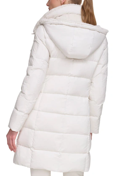 Shop Calvin Klein Faux Shearling Lined Down Puffer Jacket In White
