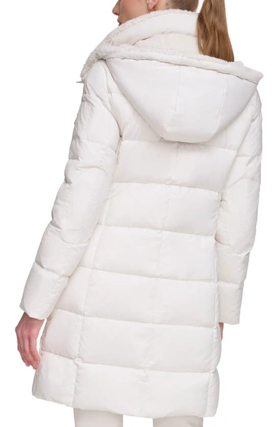 Calvin Klein Women's Hooded Faux Fur Lined Down Jacket In White