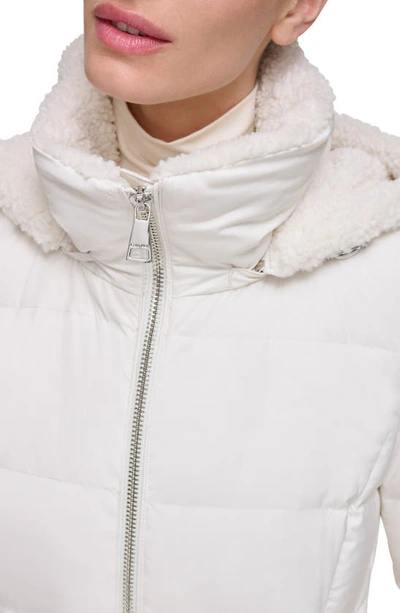 Calvin Klein Women's Hooded Faux Fur Lined Down Jacket In White